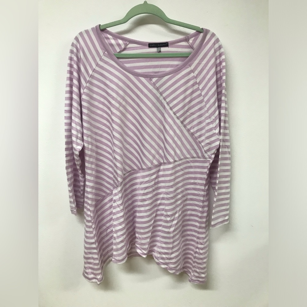 Women's Long Sleeve Asymmetrical Striped Top T Shirt Clothing Blouse Dress Top